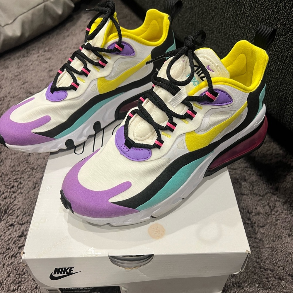 Nike Purple Yellow Sneakers Air Max 270 React